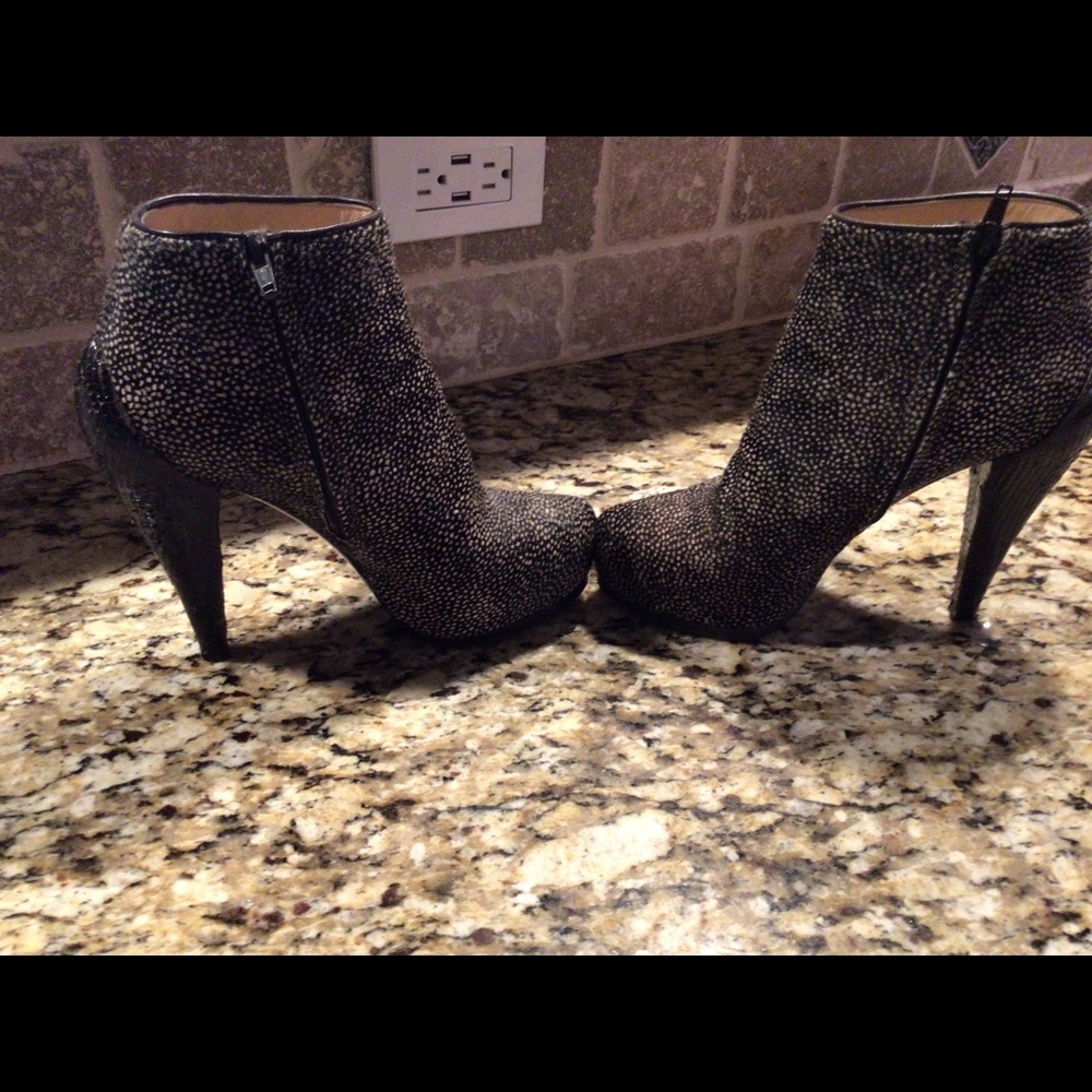 Vero Cucio calf hair and snake skin booties